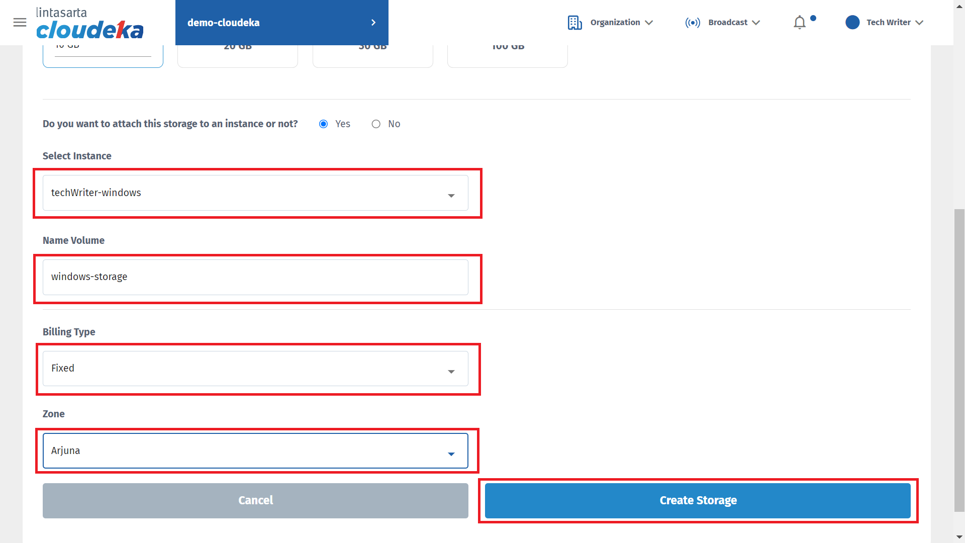 Creating & Attaching a Storage or Disk | Cloudeka