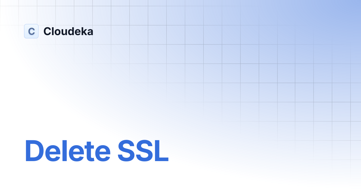Delete SSL | Cloudeka
