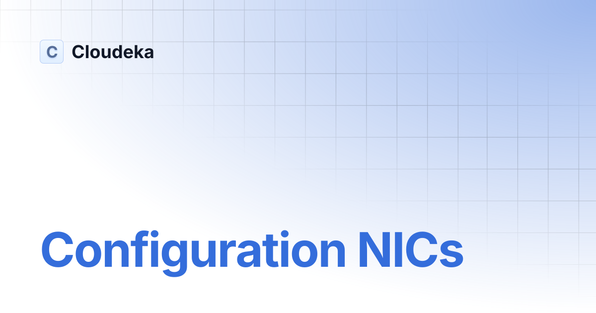 Configuration NICs | Cloudeka