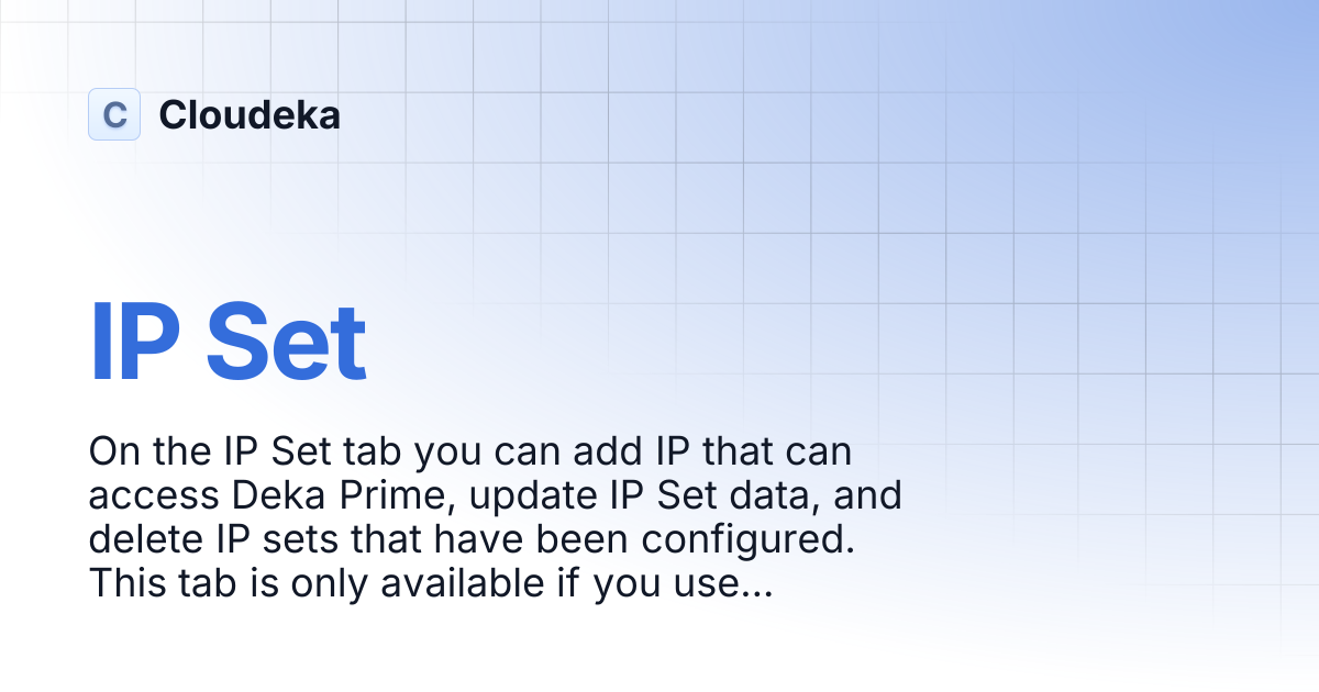 IP Set | Cloudeka